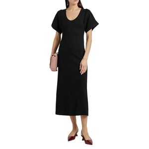 By Malene Birger Anaissa Maxi Dress Womens L Black Ribbed Cotton Minimalist